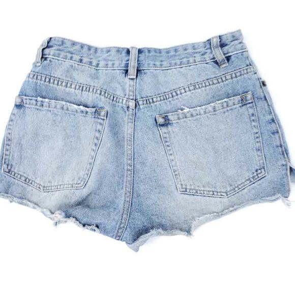 Amuse Society Bue Jean Denim Shorts Cut Off, High Rise Distressed SZ 26 COTTON - Picture 2 of 6